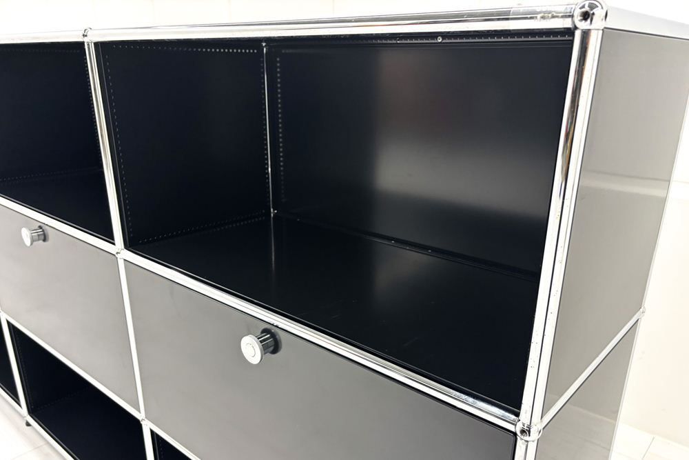 USMハラー 中古 サイドボード ハラーシステム USM Haller キャビネット 3連3段 中古オフィス家具 ブラック 2270/375/1100の画像