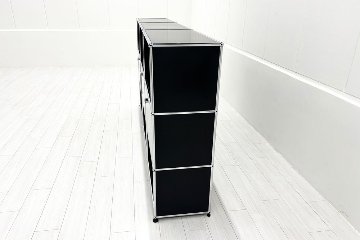 USMハラー 中古 サイドボード ハラーシステム USM Haller キャビネット 3連3段 中古オフィス家具 ブラック 2270/375/1100の画像