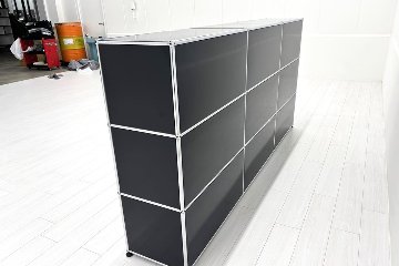 USMハラー 中古 サイドボード ハラーシステム USM Haller キャビネット 3連3段 中古オフィス家具 ブラック 2270/375/1100の画像