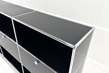 USMハラー 中古 サイドボード ハラーシステム USM Haller キャビネット 3連3段 中古オフィス家具 ブラック 2270/375/1100の画像