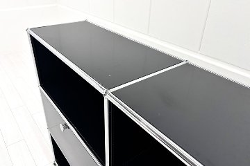 USMハラー 中古 サイドボード ハラーシステム USM Haller キャビネット 3連3段 中古オフィス家具 ブラック 2270/375/1100の画像