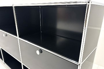 USMハラー 中古 サイドボード ハラーシステム USM Haller キャビネット 3連3段 中古オフィス家具 ブラック 2270/375/1100の画像