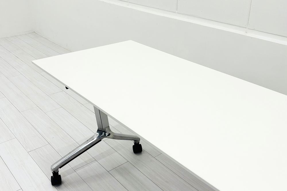 コクヨ コンフェスト ミーティングテーブル 中古  会議机 折りたたみ テーブル 中古オフィス家具 フォールディングテーブル ホワイト 1800/600/720の画像