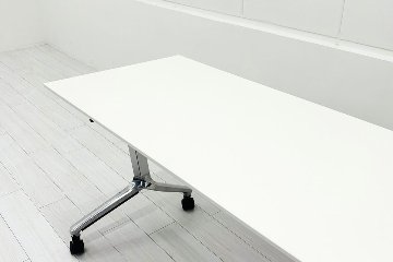 コクヨ コンフェスト ミーティングテーブル 中古  会議机 折りたたみ テーブル 中古オフィス家具 フォールディングテーブル ホワイト 1800/600/720の画像