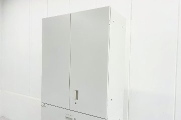イトーキ eSキャビネット(エスキャビネット)ト 中古 上下セット 3段ラテラル+両開き書庫 キャビネット ホワイト シリンダー錠 900/450/2135の画像