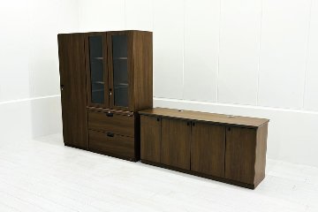 DX-4Nシリーズ オカムラ 役員家具 【4点セット】 中古 サイドボード クレデンザ ワードローブ 両開き書庫 中古オフィス家具 の画像