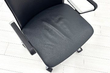 【4脚セット】革張り ファブレチェア コクヨ 中古 2025年製 エグゼクティブチェア 役員チェア 中古オフィス家具 ブラックの画像