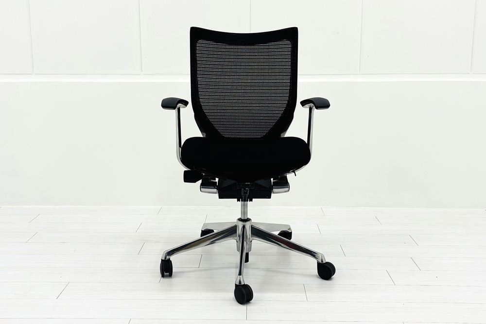 Baron Chair オカムラ バロンチェア 2017年製 中古 固定肘 中古オフィス家具 ローバックメッシュ ブラックの画像