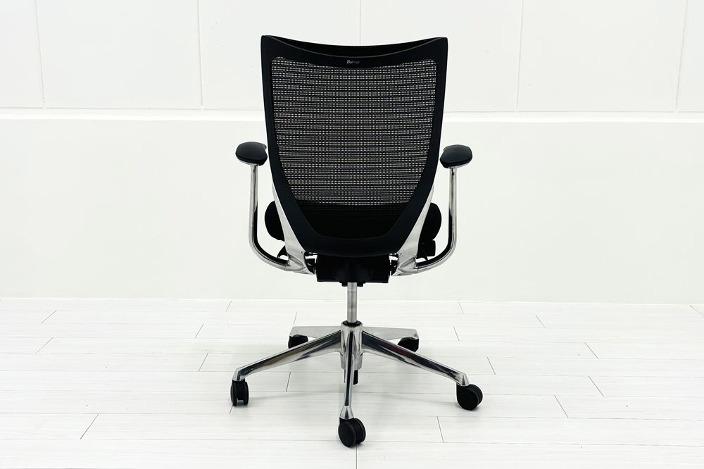 Baron Chair オカムラ バロンチェア 2017年製 中古 固定肘 中古オフィス家具 ローバックメッシュ ブラックの画像