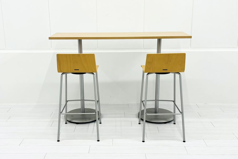 【3点セット】 中古 オカムラ アルトカフェ ハイテーブル ハイチェア 中古オフィス家具 1500/450/1000の画像