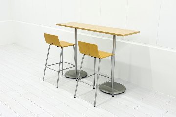 【3点セット】 中古 オカムラ アルトカフェ ハイテーブル ハイチェア 中古オフィス家具 1500/450/1000の画像