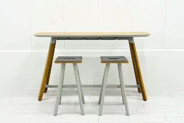 【3点セット】 ノール ロックウェル ハイテーブル＆スツールセット 中古 Knoll Rockwell Unscripted 中古オフィス家具の画像
