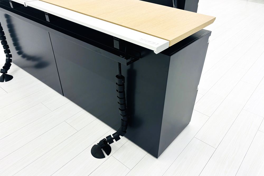 コクヨ サイビ ストレージ付きテーブル L型デスク 中古 3段ラテラル書庫付 エグゼクティブデスク 中古オフィス家具の画像