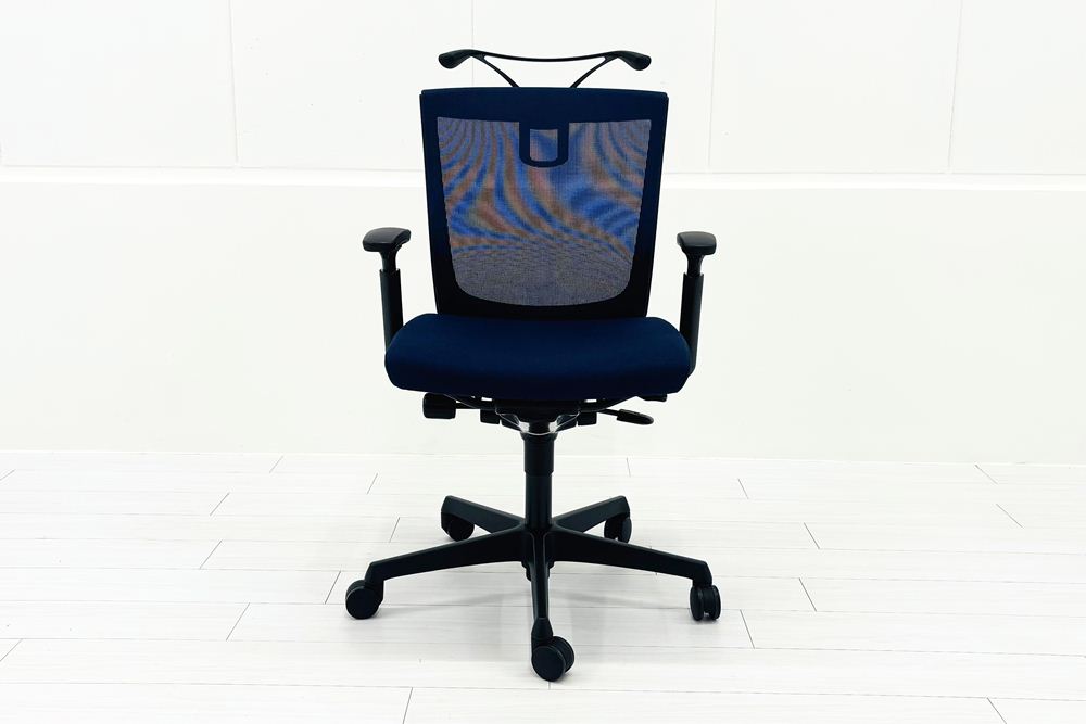 オカムラ 中古 チェア エスクード ESCUDO(エスクード)シリーズ 中古オフィス家具 可動肘 ローバック ブルーの画像