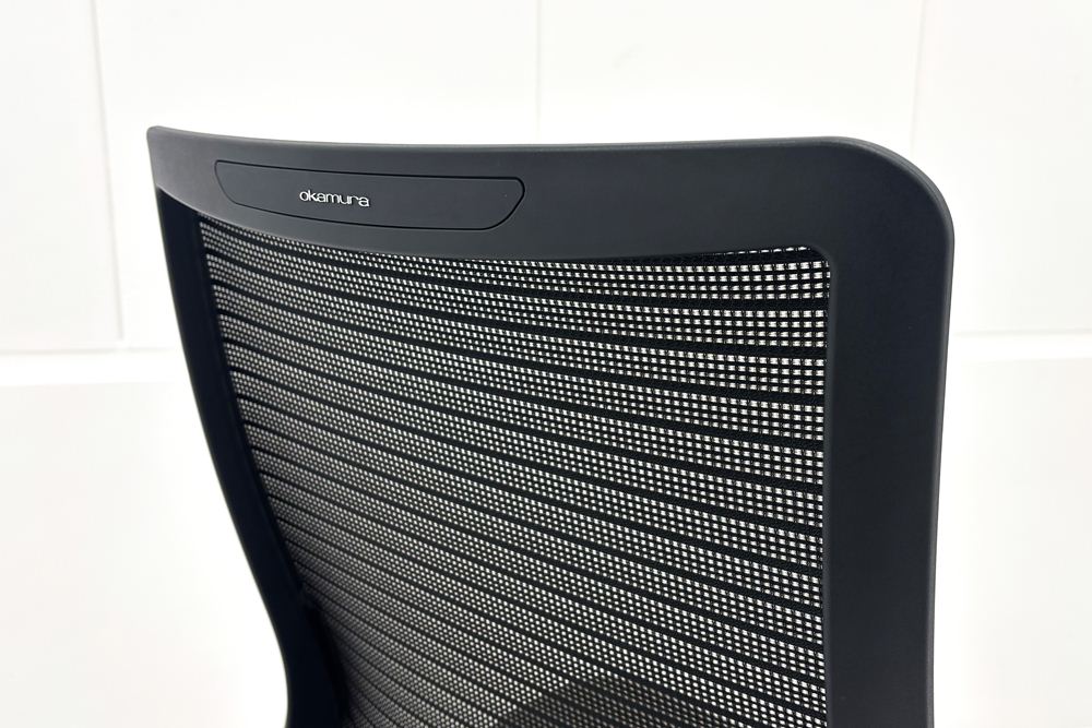 オカムラ 中古オフィス家具 コーラルチェア ハイバックメッシュ 中古 肘無 中古チェア Choral ブラックの画像