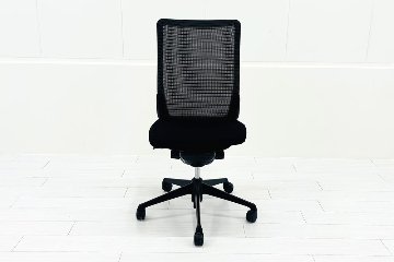 オカムラ 中古オフィス家具 コーラルチェア ハイバックメッシュ 中古 肘無 中古チェア Choral ブラックの画像