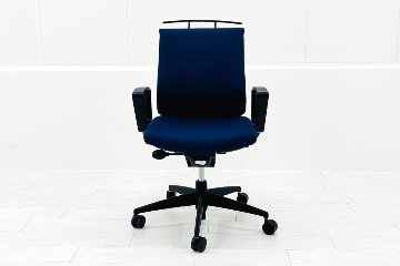 コクヨ ウィザードチェア 中古 2022年製 リング肘 ウィザード3 ローバック 中古オフィス家具 KOKUYO Wizard ブルーの画像