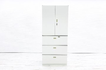 シンラインキャビネット 中古 キャビネット 上下セット ラテラル書庫 イトーキ ラテラル書庫 HTM-109HSL-W9/HTM-109AAL-W9の画像