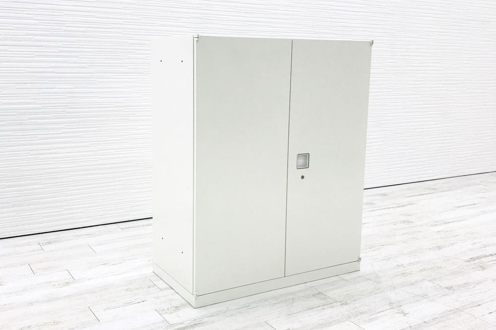 オカムラ レクトライン 両開き書庫 中古 中古オフィス家具 ホワイト シリンダー錠 900/450/1100の画像