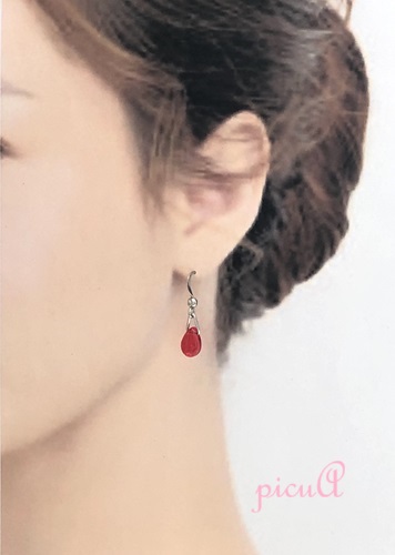 K9コーネリアンドロップピアス K9コーネリアンドロップピアス