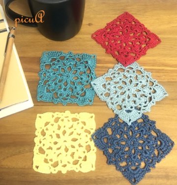 ほっと一息＊５色より／おばあちゃんの編み目 （セット割あり）の画像