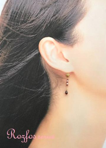 ルビーとパールとガーネット＊ピアス(イヤリング)の画像