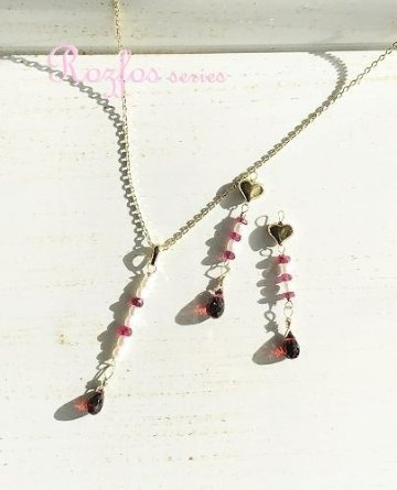 ルビーとパールとガーネット＊ピアス(イヤリング)の画像
