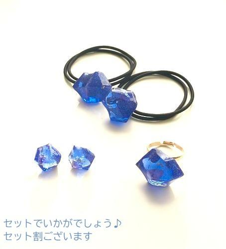 ジュエリーノンホールピアス＊金箔と天然石入り＊２色の画像