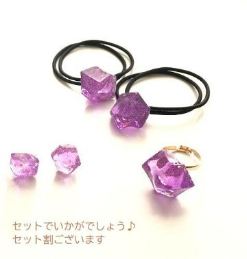 ジュエリーノンホールピアス＊金箔と天然石入り＊２色画像