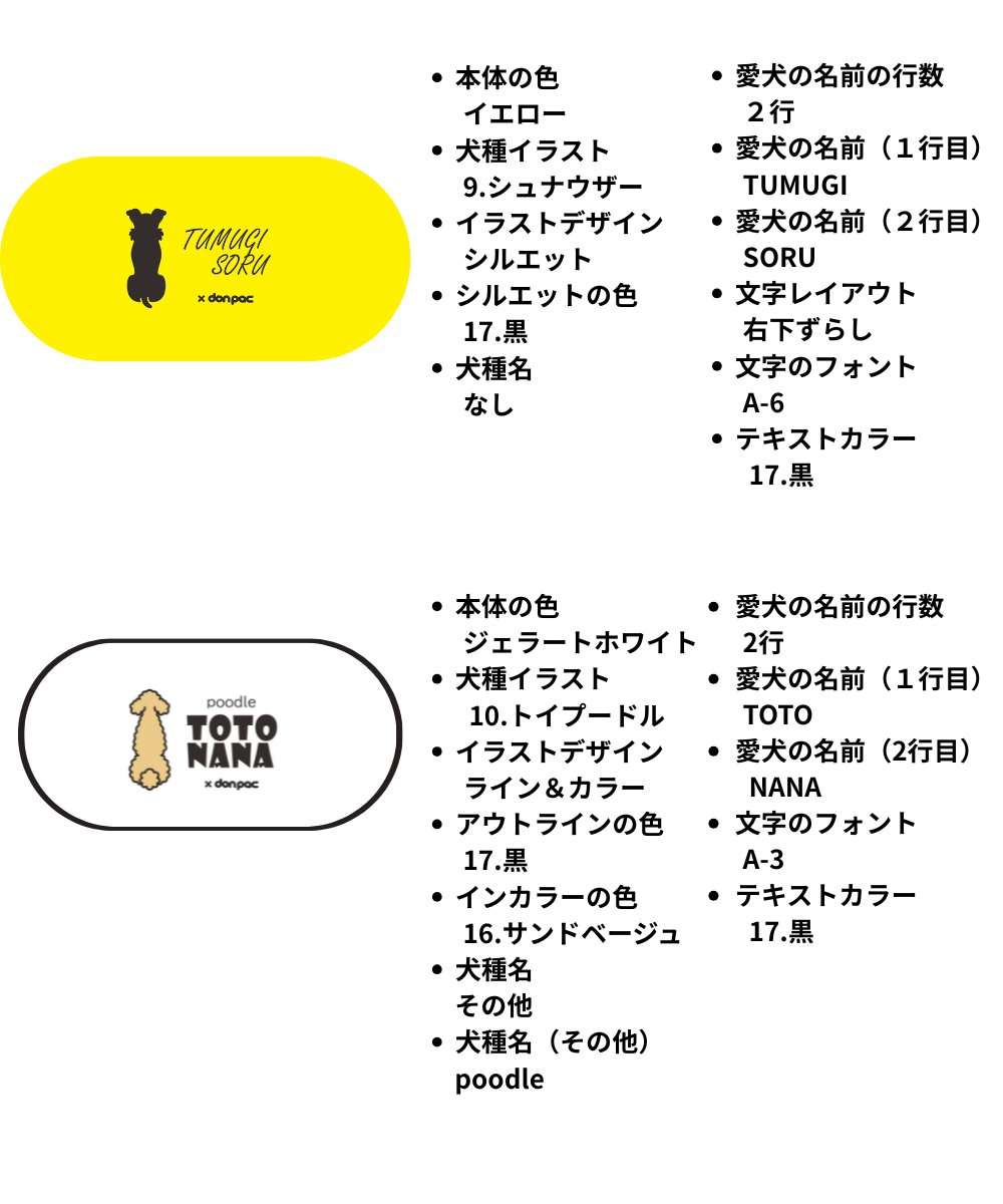 【オーダーメイドdon-pac】Sサイズ（1頭イラスト名入れ）の画像