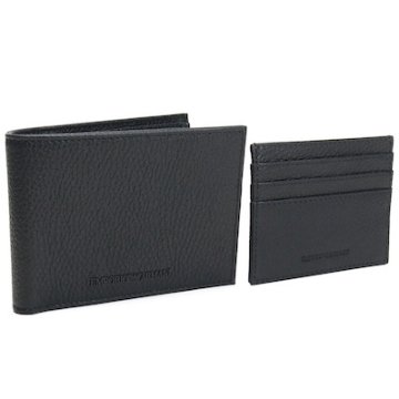 エンポリオ・アルマーニ EMPORIO ARMANI ギフトセット 2つ折り財布 カードケース 2個セット Y4R378　Y068E　80001 BLACK ブラック画像