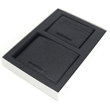 エンポリオ・アルマーニ EMPORIO ARMANI ギフトセット 2つ折り財布 カードケース 2個セット Y4R378　Y068E　80001 BLACK ブラック画像