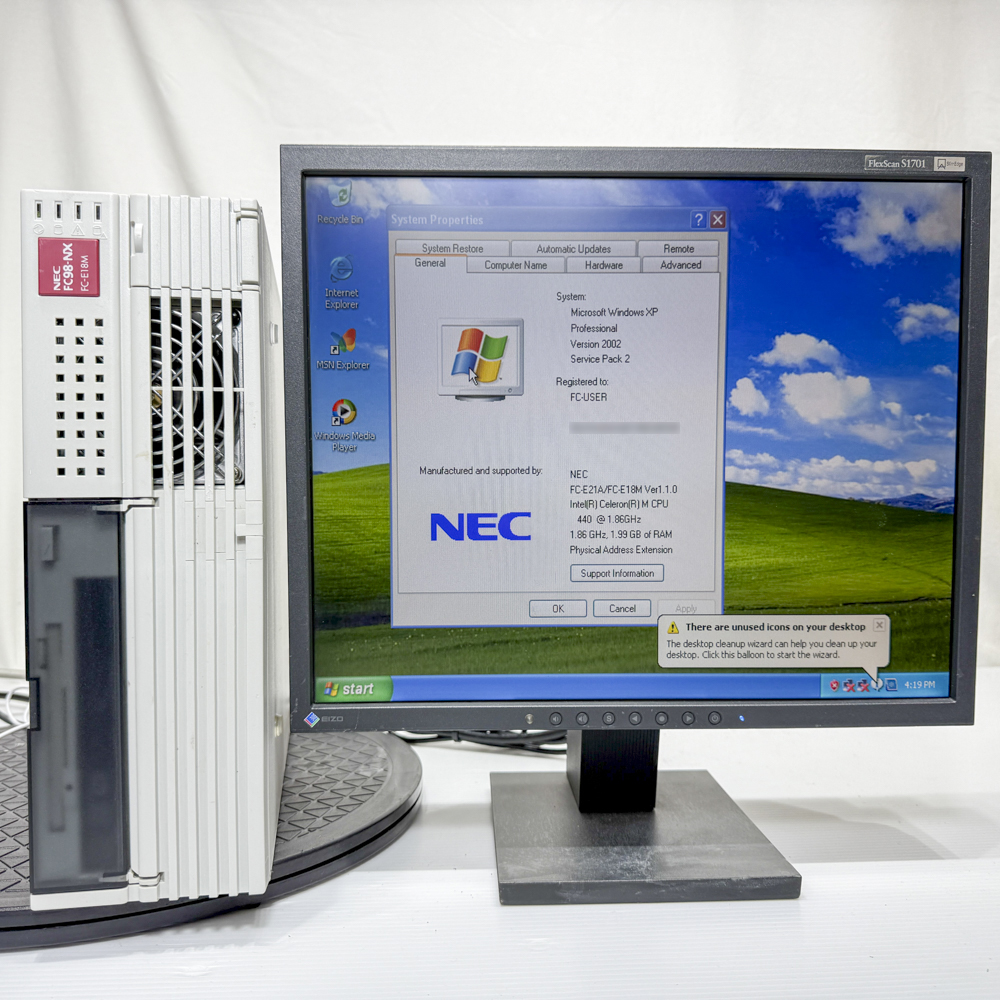 NEC FC98-NX FC-E18M model SY1V5Z構成 WindowsXP SP2 英語版 HDD 80GB メモリ 2GB 90日保証の画像