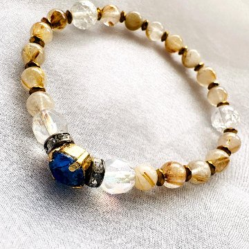 サファイアカラー ルチル天然石ブレスレットの画像