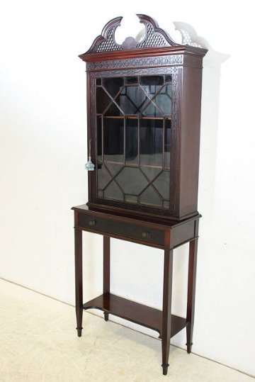 bk-8　1890年代 イギリス製 アンティーク　ビクトリアン　マホガニー　チッペンデールスタイル　ブックケース　書棚　本棚画像