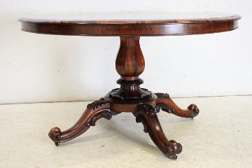 dt-3　1880年代イギリス製アンティーク　ビクトリアン　ローズウッド　チップトップアップ　ラウンド　ダイニングテーブル　丸テーブル画像