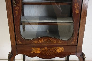 ce-31　1890年代 イギリス製 アンティーク　ヴィクトリアン　マホガニー　ルイ15世スタイル　インレイド　ミュージックキャビネット画像