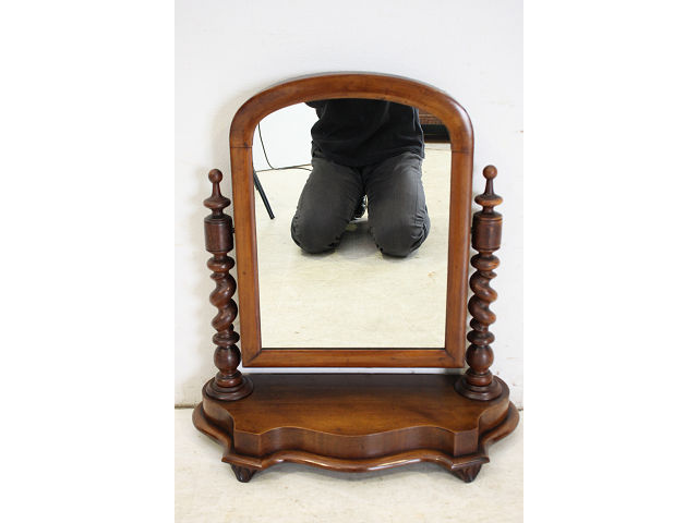 mr-12　1890年代イギリス製アンティーク　ビクトリアン　ウォルナット　バリーシュガーツイスト　テーブルミラー　卓上鏡|創作品モール あるる