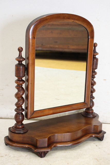 mr-12　1890年代イギリス製アンティーク　ビクトリアン　ウォルナット　バリーシュガーツイスト　テーブルミラー　卓上鏡画像