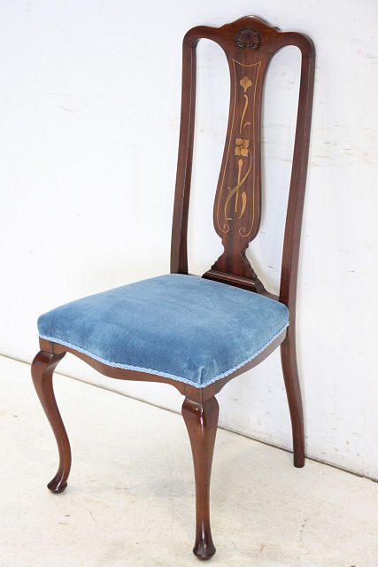 dn-33　1910年代 イギリス製 アンティーク　クイーンアンスタイル　マホガニー　アールヌーボー　ダイニングチェア　椅子　イス　いす画像