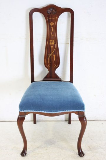 dn-33　1910年代 イギリス製 アンティーク　クイーンアンスタイル　マホガニー　アールヌーボー　ダイニングチェア　椅子　イス　いす画像