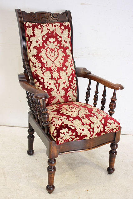 sf-6　1860年代イギリス製アンティーク　レイトビクトリアン　ウォルナット　アームソファ　シングルソファ　椅子画像