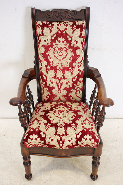 sf-6　1860年代イギリス製アンティーク　レイトビクトリアン　ウォルナット　アームソファ　シングルソファ　椅子画像