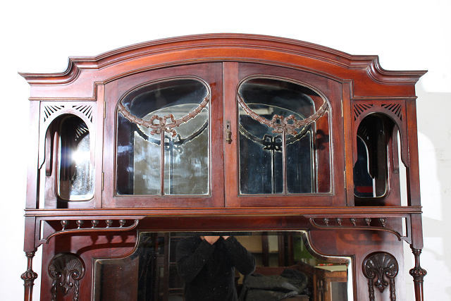 ce-68　1890年代 イギリス製 アンティーク　ビクトリアン　マホガニー　ミラーバックキャビネット　サイドボード