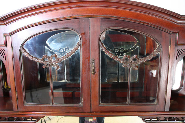 ce-68　1890年代 イギリス製 アンティーク　ビクトリアン　マホガニー　ミラーバックキャビネット　サイドボード