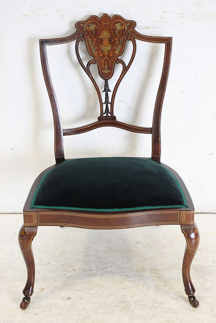 sc-11　1890年代 イギリス製 アンティーク　ビクトリア　マホガニー　ナーシングチェア　サイドチェア　椅子　いす　イス画像