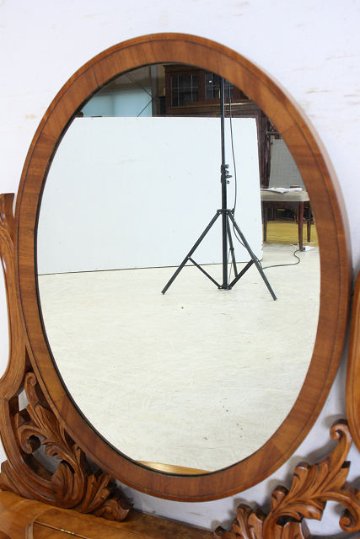 mr-7　1890年代 イギリス製 アンティーク　ビクトリアン　ウォルナット　テーブルミラー　卓上鏡　スタンディングミラー　大型鏡　送料無料画像