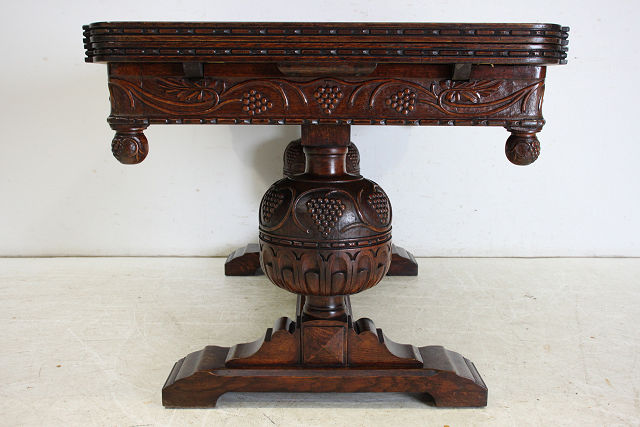 dt-9　1880年代イギリス製アンティーク　ビクトリアン　オーク　バルボスレッグ　ドローリーフテーブル　ダイニングテーブル　ドロップリーフテーブル画像