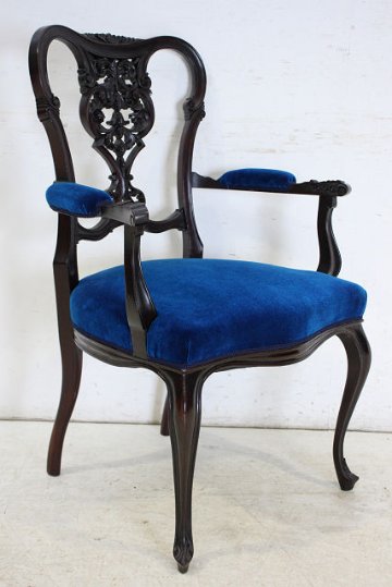 ac-1　1880年代イギリス製アンティーク　ビクトリアン　マホガニー　アームチェア　ダイニングチェア　デスクチェア　椅子　いす　イス画像