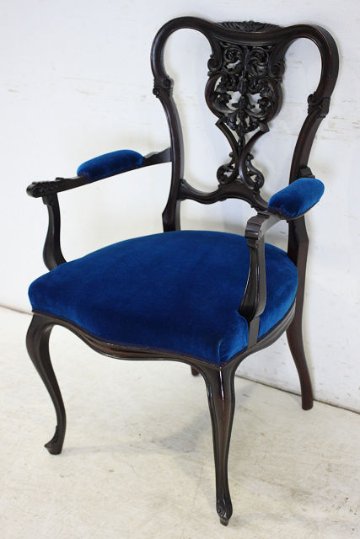 ac-1　1880年代イギリス製アンティーク　ビクトリアン　マホガニー　アームチェア　ダイニングチェア　デスクチェア　椅子　いす　イス画像